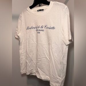 Zara Cream French Graphic Tee